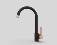 Смеситель для кухни GPD Gildo MTE165-S-R Черный Розовое золото — фото 2, Смесители