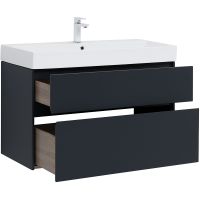 Тумба под раковину Aquanet Бруклин 100 310139 подвесная Антрацит матовый — фото 5, Тумбы под раковину