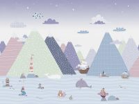 Фреска детская Ortograf Little Friends 34413 Фактура бархат FX Флизелин (4*3) Сиреневый/Разноцветный, Горы/Животные/Море — фото 2, Фрески