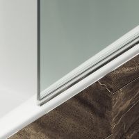 Шторка на ванну Maybah Glass MGV-599-5 700x1400 поворотная на монопетле Хром матовый стекло прозрачное — фото 6, Неподвижные шторки для ванной