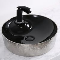 Раковина-чаша CeramaLux 45 D1306H020 Черный Серебряный — фото 2, Раковины накладные