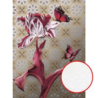 Фреска Ortograf Flower Dreams 31660 фактура бархат FX Флизелин (2*2,7) Серый/Бежевый/Красный, Цветы/Бабочки арт-31660 (бархат FX) — фото 1, Фрески