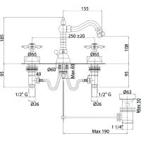 Смеситель для биде Cezares Nostalgia-BBS2-03/24 Золото 24 карат — фото 3, Смесители