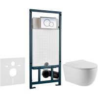 Комплект унитаза Vincea Evo Rimless VT1-34S с сиденьем Микролифт и инсталляцией WeltWasser WW Marberg 507 10000005949+10000005952 с клавишей смыва Хром глянцевый — фото 1, Комплекты унитаз + инсталляция