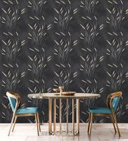 Обои Accento Reeds 285038 Винил на флизелине (1,06*10,05) Черный/Бежевый, Листья — фото 7, Обои для стен