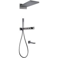 Душевая система Abber Rund AF8753NG с термостатом Никель — фото 1, Встраиваемые душевые комплекты