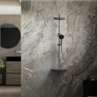 Душевая система Vincea Inspire с термостатом Вороненая сталь арт-VSFS-3I12TGM — фото 2, Душевые стойки