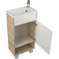 Тумба с раковиной 1MarKa Lira 40Н R У85923 Дуб сонома Белый глянец — фото 2, Тумбы с раковиной