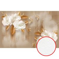 Фреска Ortograf 3D 6693 Фактура бархат FX Флизелин (4,3*2,7) Бежевый/Золото/Белый, Цветы/Абстракция — фото 1, Фрески