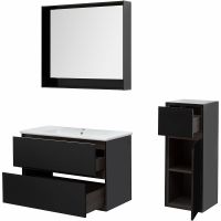 Тумба под раковину Aquanet Милан 100 269299 подвесная Черный глянец — фото 6, Мебель для ванной