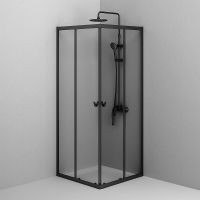 Душевой уголок AM.PM Sunny 80х80 W87G-403-8080-BT профиль Черный матовый стекло прозрачное — фото 1, Квадратные душевые уголки