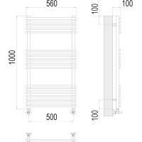Водяной полотенцесушитель Terminus Ватра П18 500х1000 4670078530554 Хром, нижнее подключение, G 1/2" ВР, с комплектом вентилей — фото 4, Водяные полотенцесушители