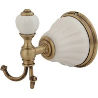 Двойной крючок Migliore Olivia 17430 Бронза Белый — фото 1, Крючки для полотенец