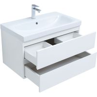 Тумба под раковину Aquanet Беркли 80 302351 подвесная Белый глянец — фото 2, Мебель для ванной