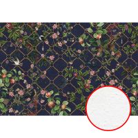 Фреска Ortograf Aurora 34125 Фактура бархат FX Флизелин (4*2,7) Синий/Разноцветный, Цветы/Птицы — фото 1, Фрески