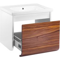 Товар: Тумба под раковину Veedi Vision 60 VSN600T-CR подвесная Дуб орех Белая - фото 3 Тумба под раковину Veedi Vision 60 VSN600T-CR подвесная Дуб орех Белая — фото 3, Мебель для ванной