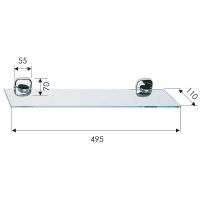 Стеклянная полка Remer Suite SU20CR Хром — фото 2, Полки для ванной и душа