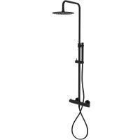 Душевая система Paffoni Mini Birillo ZCOL638LIQNO с термостатом Черная матовая — фото 1, Душевые стойки