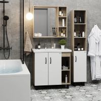 Тумба под раковину Onika Тимбер 80.10 108045 Белый матовый Дуб сонома — фото 3, Мебель для ванной