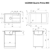 Кухонная мойка Ulgran Quartz Prima 850-02 Лен — фото 3, Кухонные мойки