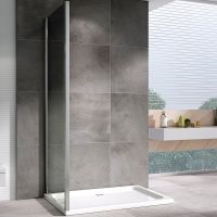 Душевая стенка Abber Schwarzer Diamant 80x195 S80 профиль Хром стекло прозрачное — фото 1, Боковые стенки