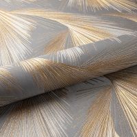 Обои Fipar Platino R 23701 Винил на флизелине (1,06*10,05) Серый/Золото, Абстракция/Перья — фото 2, Обои для стен