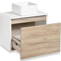 Тумба под раковину Runo Бари 50 00-00001373 подвесная Крафт дуб Белая — фото 4, Тумбы под раковину