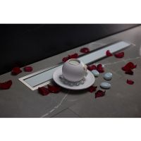 Душевой лоток Pestan Confluo Premium Line 950 White Glass 13000352 с двухсторонней решеткой Хром матовый Белый глянцевый — фото 9, Душевые лотки