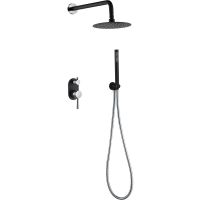 Душевая система Boheme Uno 464-BCR Черная матовая Хром — фото 1, Душевое оборудование. Душевая программа