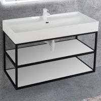 Консоль под раковину Cezares Cadro 100 CADRO50-100/50/58-2C-SO-MET-ST Черная матовая — фото 1, Мебель для ванной