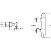 Смеситель для душа Jacob Delafon Toobi с термостатом Хром арт-E8991-CP — фото 6, Смесители для душа с термостатом
