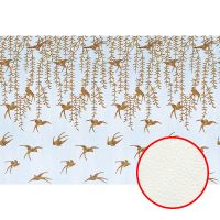 Фреска Ortograf Flora 31165 Фактура флок FLK Флизелин (4*2,7) Голубой/Коричневый, Листья/Птицы — фото 1, Фрески