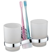 Стакан для зубных щеток Ростовская Мануфактура Сантехники A6021 двойной Хром — фото 1, Мыльницы