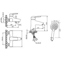 Комплект смесителей Orange Tony M54-311gr Графит — фото 6, Готовые комплекты для ванной комнаты