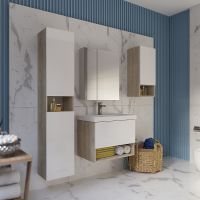 Подвесной шкаф Dreja Perfecto 35 Дуб эврика Белый арт-99.0815 — фото 6, Шкафы для ванной