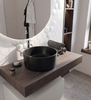 Тумба с раковиной STWORKI Ольборг 100 481933 подвесная Белая матовая Дуб карпентер — фото 11, Тумбы с раковиной