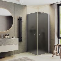 Душевой уголок Maybah Glass MGY-1299-5 900x900x1980 на монопетлях Хром матовый стекло графитовое матовое — фото 1, Душевые уголки