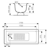 Товар: Чугунная ванна Kaiser 170х70 КВ-1607 с антискользящим покрытием - фото 3 Чугунная ванна Kaiser 170х70 КВ-1607 с антискользящим покрытием — фото 3, Ванны