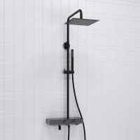 Душевая система WasserKRAFT A114.255.217.CB Thermo с термостатом Черная матовая — фото 6, Душевое оборудование. Душевая программа