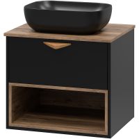 Товар: Тумба под раковину Brevita Bergen 60 BER-07060-19-02-1Я подвесная Черная матовая Дуб Галифакс олово - фото 4 Тумба под раковину Brevita Bergen 60 BER-07060-19-02-1Я подвесная Черная матовая Дуб Галифакс олово — фото 4, Мебель для ванной
