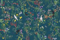 Фреска Ortograf Miracle 33873 Фактура флок FLK Флизелин (4,5*3) Синий/Разноцветный, Птицы/Цветы — фото 2, Фрески