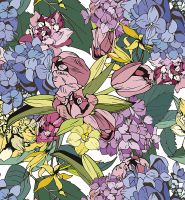 Фреска Ortograf Цветы 5511 Фактура флок FLK Флизелин (2,5*2,7) Разноцветный, Цветы — фото 2, Фрески