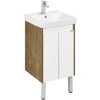 Тумба под раковину Aquaton Сканди Doors 45 1A278701SDZ90 Белый глянец Дуб рустикальный — фото 1, Тумбы под раковину