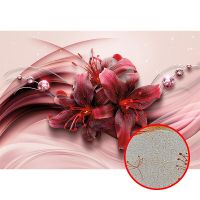 Фреска Ortograf 3D 6707 Фактура бархат золото FX-G Флизелин (3,9*2,7) Красный/Розовый, Цветы/Абстракция — фото 1, Фрески