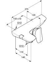 Смеситель для ванны Kludi Ambienta 534450575 Хром — фото 7, Смеситель для ванны