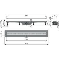 Душевой лоток Koller Pool G9-750 с решеткой Хром матовый — фото 2, Душевые лотки