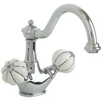 Смеситель для раковины Migliore Olivia 19016 Хром Белый декор Платина — фото 1, Смесители для раковины