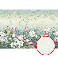 Фреска Ortograf Aurora 34130 Фактура флок FLK Флизелин (4*2,7) Зеленый/Разноцветный, Цветы — фото 1, Фрески