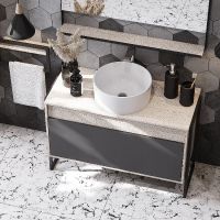 Тумба под раковину Aquaton Лофт Урбан 100 1A247701LQX60 подвесная Cерый графит Дуб орегон — фото 17, Мебель для ванной