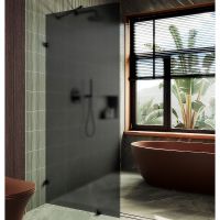 Душевая перегородка Maybah Glass MGD-272-6 890x1950 коннектор стена-стекло Черный стекло графитовое матовое — фото 1, Душевые перегородки